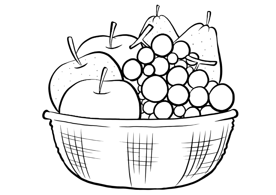 Coloring page Large fruit basket Print